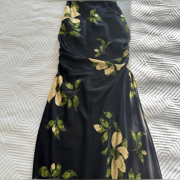 NEW Reformation Anaiis Silk Dress Black Floral Mood For Love 6 - Picture 12 of 16